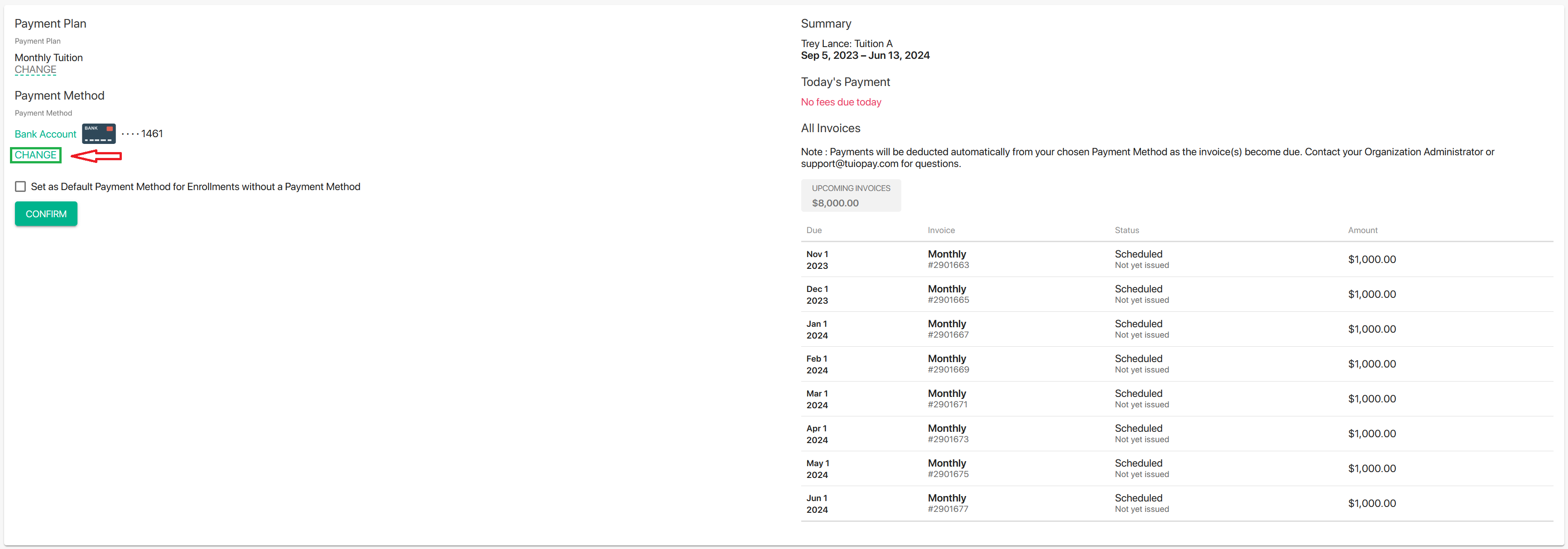5. How to Change Your Payment Method for a Program TUIO Parent Support